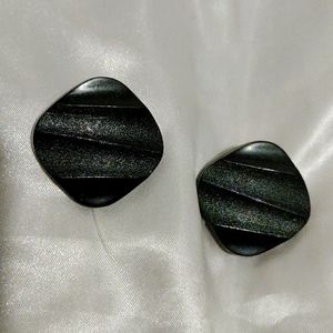 Black plastic square earrings